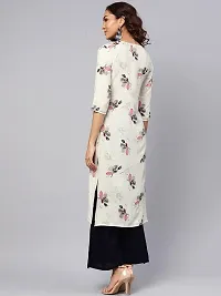 Women Off White  Navy Blue Printed Kurta With Palazzo-thumb3