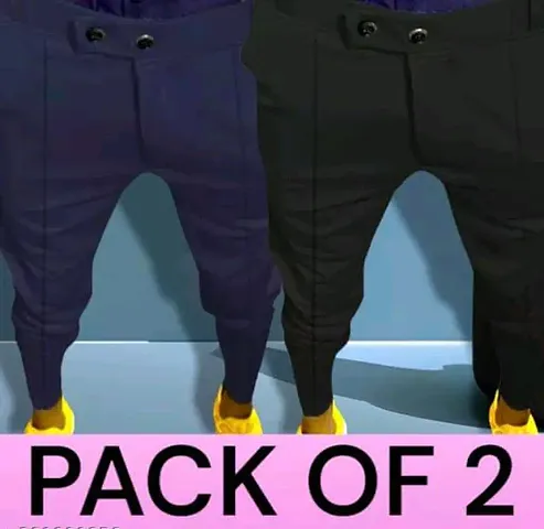 Stylish Multicoloured Cotton Trouser For Men Pack Of 2