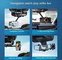 Rear View Mirror Phone Holder Mount, Car Phone Mount- Phone Bracket, Phone Stand with 270deg; Swivel and Adjustable Clips, Universal Smartphone Cradle, Black-thumb3