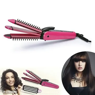 Hair Straightener, Straightener and Curler 2 IN 1 For Men  Women Electrical Hair Styling. NHC-2009 -Type: Hair Straightener -Color: Pink.-thumb0