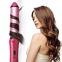 Hair Straightener, Straightener and Curler 2 IN 1 For Men  Women Electrical Hair Styling. NHC-2009 -Type: Hair Straightener -Color: Pink.-thumb1