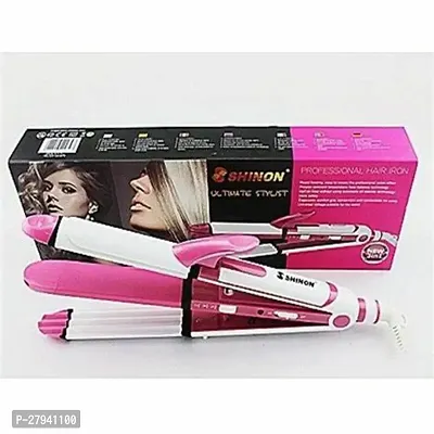 Hair Straightener  Curler NHC -2009 ,Beauty Set Ceramic Coating Curly  Straight for women  girl (Pink)