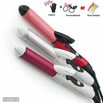 Hair Straightener  Curler  ,Beauty Set Ceramic Coating Curly  Straight for women  girl (Pink)