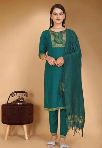 RAYON EMBROIDERED KURTA SET