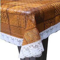 Decwell 6 Seater  Printed Dining Table Cover With White Lace  Size (60 x 90) inches Colour - Multi-thumb1