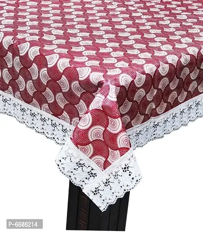 Decwell 6 Seater  Printed Dining Table Cover With White Lace  Size (60 x 90) inches Colour - Maroon Chand-thumb2