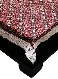 Decwell 4 Seater  Printed Table Cover With  Lace  Size (40 x 60) inches Colour - Multi-thumb1