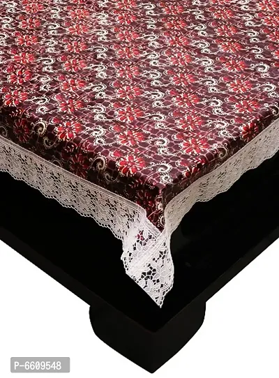 Decwell 4 Seater  Printed Table Cover With  Lace  Size (40 x 60) inches Colour - Multi-thumb2