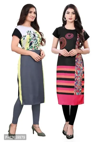 Elegant Crepe Printed Kurta For Women- Pack Of 2