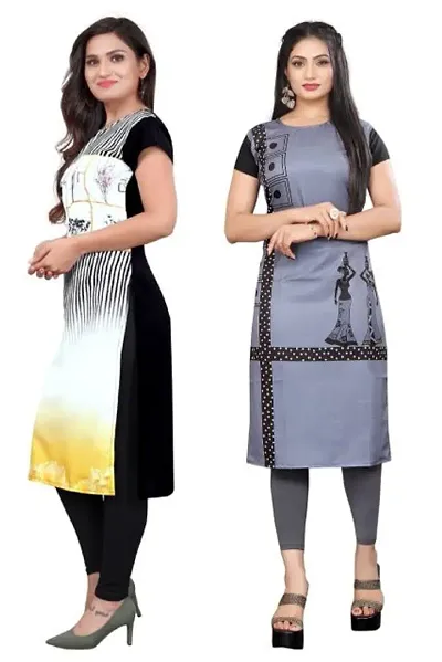 Casual Crepe Kurti For Women Pack Of 2