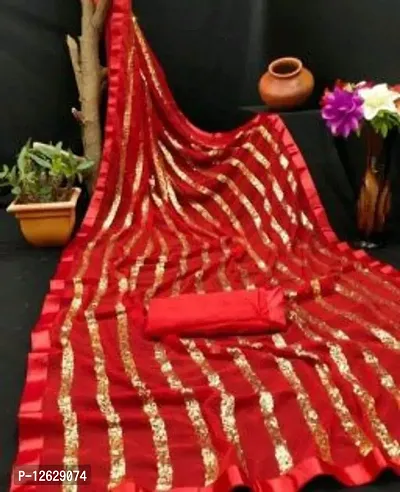 Elite Georgette Bollywood Sequence Saree with Blouse Piece For Women-thumb0