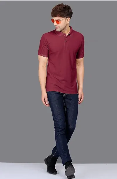 Stylish Fancy Solid Polos T-Shirts For Men