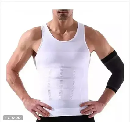 Stylish White Nylon Solid Slimming Vest For Men-thumb0