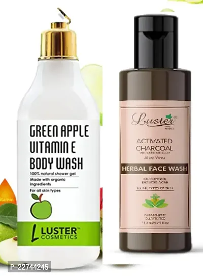 Luster Green Apple E Body Wash  Luster Activated Charcoal Face Wash