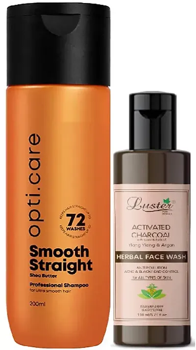 Smooth Straight Shampoo-1  Luster Activated Charcoal Harbal Face Wash-1 Pack Of 2