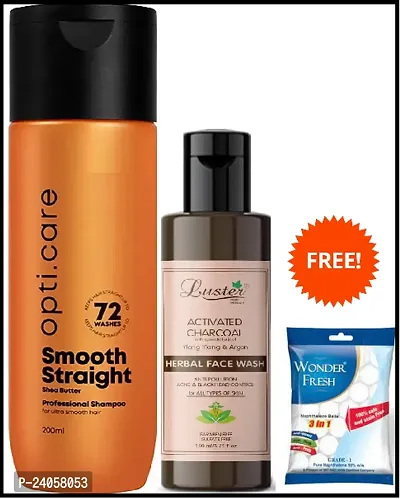 Smooth Straight Shampoo-1  Luster Activated Charcoal Harbal Face Wash-1 With Free wonder fresh naphthalene balls-thumb0
