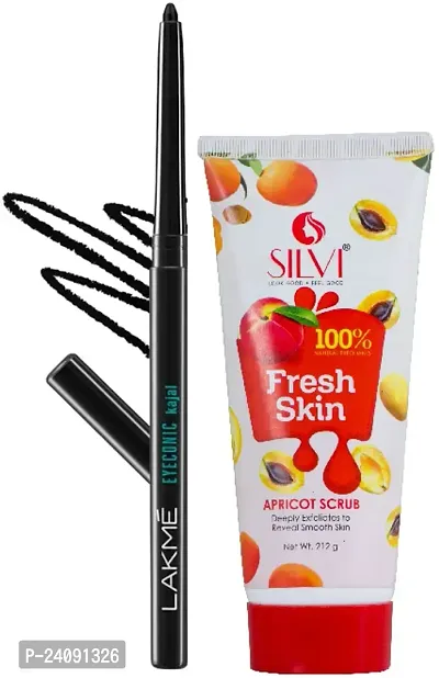 Eye Co Nic Kajal-1  Silvi 100% Fresh Skin Apricot Scrub-1 PC 2