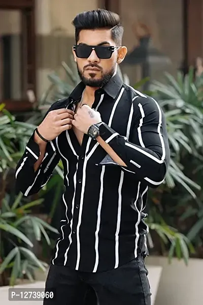 Men Regular Fit striped Full Sleeve Casual Latest Trendy Shirt-thumb2