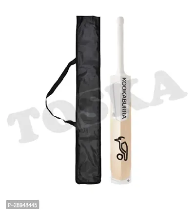 TOSKA Full Size Tennis Ball Kookaburra Cricket Bat with Bat Cover for Rubber/Plastic/Cosco Ball (Men|Women) (White)-thumb0