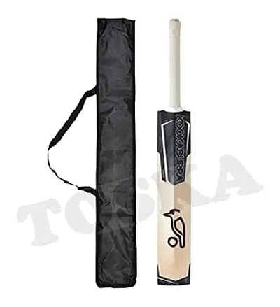 TOSKA Full Size Tennis Ball Kookaburra Cricket Bat with Bat Cover for Rubber/Plastic/Cosco Ball (Men|Women) (Black.W)