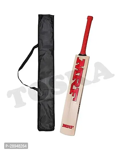 TOSKA Wood Full Size Mrf Cricket Bat With Bat Cover For All Hard And Soft Tennis Ball/Leather Ball Cricket Bat (Men|Women) (Red)-thumb0