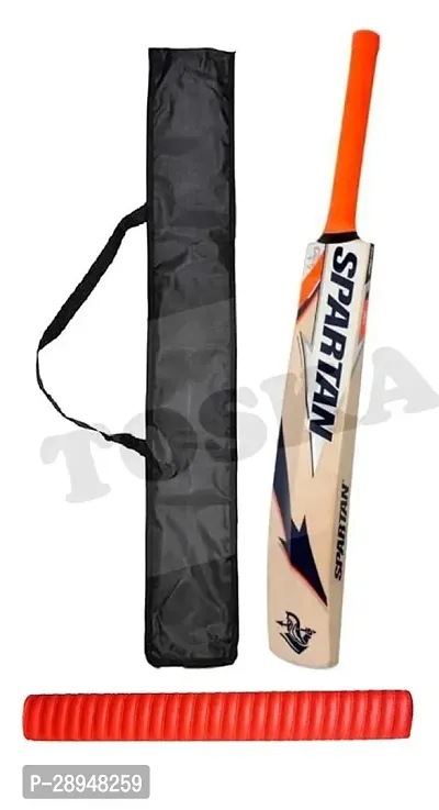 TOSKA Full Size Spartan Cricket Bat and One Grip and Bat Cover for All Hard and Soft Tennis Ball/Leather Ball Cricket Bat (Men|Women) (Orange)-thumb0
