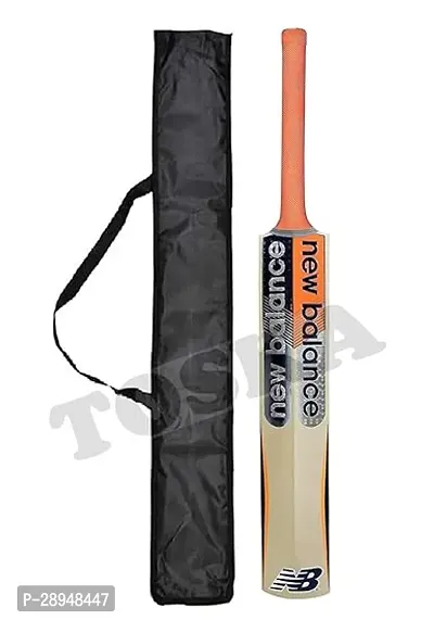 TOSKA Full Size Tennis Ball New Balance 280 Cricket Bat with Bat Cover for Rubber/Plastic/Cosco Ball (Men|Women) (Black Orange)-thumb0