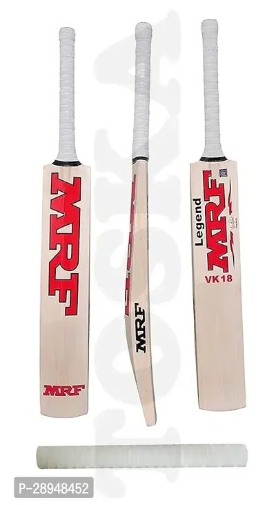 TOSKA Cricket Bat Full Size Popular Willow MRF Cricket Bat with Extra One Grip for Tennis Ball, Leather Ball Rubber Ball, Plastic Ball (Men|Women) (White)-thumb0
