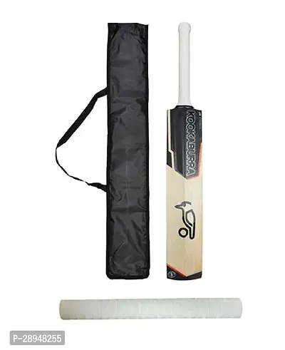 TOSKA Wood Full Size Kookaburra Cricket BatandOne GripandBat Cover For All Hard And Soft Tennis Ball/Leather Ball Cricket Bat (Men|Women) (Black Orange)-thumb0