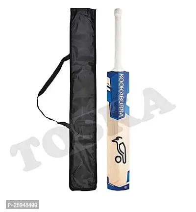 TOSKA Bat Wooden Cricket Bat Full Size Popular Willow Kookaburras Cricket Bat with Bat Cover for Tennis Ball/Rubber Ball/Plastic Ball (Men Women)(Blue White Grip)-thumb0
