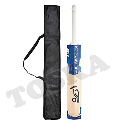 TOSKA Bat Wooden Cricket Bat Full Size Popular Willow Kookaburras Cricket Bat with Bat Cover for Tennis Ball/Rubber Ball/Plastic Ball (Men Women)(Blue White Grip)