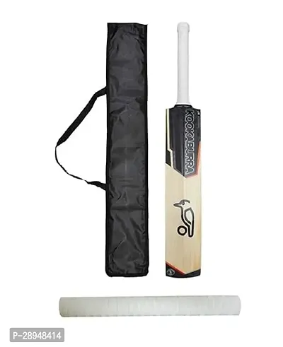 TOSKA Cricket Bat Full Size Popular Willow Kookaburra Cricket Bat and One Grip and Bat Cover for Tennis Ball, Leather Ball Rubber Ball, Plastic Ball (Men|Women) (Black Orange)-thumb0