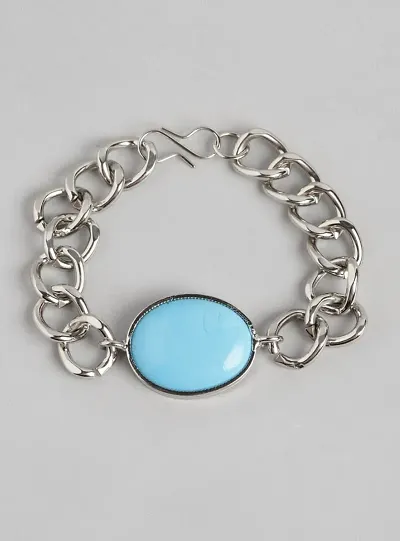 Modern Men's Artificial Stone Studded Link Bracelet