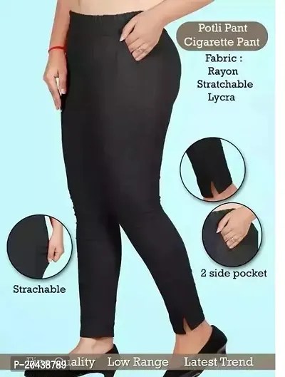 Elegant Black Lycra Solid Regular Fit legging For Women-thumb0