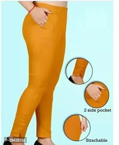 Elegant Yellow Cotton Lycra Solid Regular Fit legging For Women-thumb0