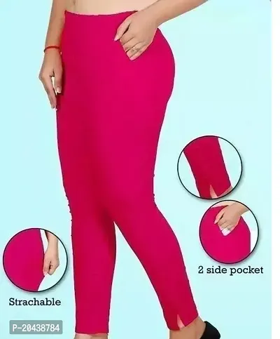 Elegant Red Cotton Lycra Solid Regular Fit legging For Women-thumb0