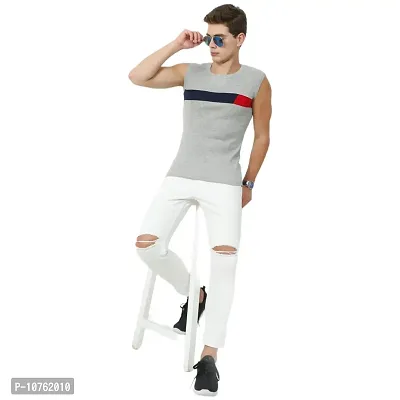 Men's Premium Sleeveless Modern Cotton Gym Vest Round Neck Slim Fit 1014 (Pack of 1)-thumb4
