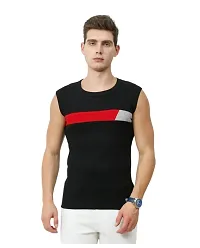 Men's Premium Sleeveless Modern Cotton Gym Vest Round Neck Slim Fit 1014 (Pack of 2)-thumb1