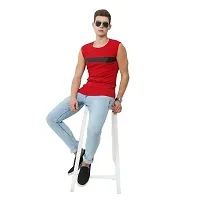 Men's Premium Sleeveless Modern Cotton Gym Vest Round Neck Slim Fit 1014 (Pack of 5)-thumb4