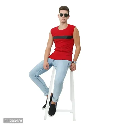 Men's Premium Sleeveless Modern Cotton Gym Vest Round Neck Slim Fit 1014 (Pack of 5)-thumb5