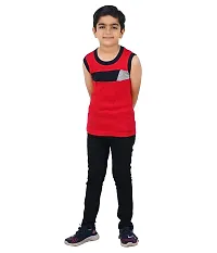 Kids Boy's Premium Sleeveless Vest Smooth and Comfort Fit for All Season (Pack of 3) (65, Black,RED,Melange)-thumb2