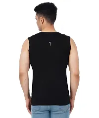 Men's Premium Sleeveless Modern Cotton Gym Vest Round Neck Slim Fit for All Season (Pack of 1) (S, Black)-thumb4