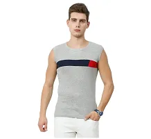 Men's Premium Sleeveless Modern Cotton Gym Vest Round Neck Slim Fit 1014 (Pack of 2)-thumb3