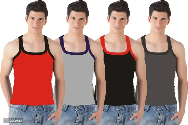 Multicoloured Cotton Vests For Men-thumb0