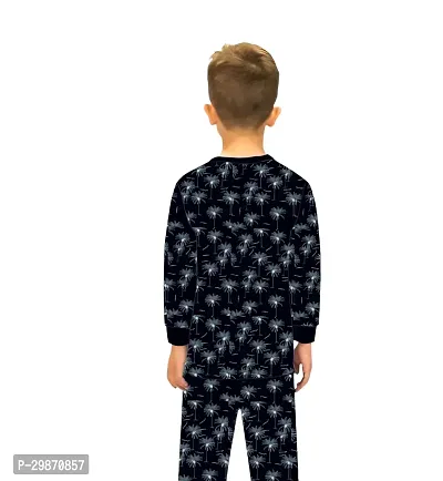 Stylish Black Cotton Sleep Wear Top With Bottom Set For Kids-thumb2