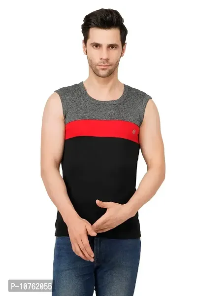 Men's Premium Sleeveless Modern Cotton Gym Vest Round Neck Slim Fit for All Season (Pack of 1) (XL, Black)-thumb4