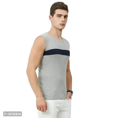 Men's Premium Sleeveless Modern Cotton Gym Vest Round Neck Slim Fit 1014 (Pack of 1)-thumb5