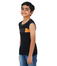 Kids Boy's Premium Sleeveless Vest Smooth and Comfort Fit for All Season (Pack of 3) (70, Black,Melange,Charcol Melange)-thumb1