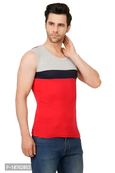 Men's Premium Sleeveless Modern Cotton Gym Vest Round Neck Slim Fit for All Season 1018 (Pack of 1)-thumb0
