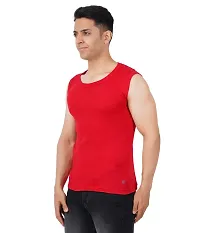 Men's Premium Sleeveless Modern Cotton Gym Vest Round Neck Slim Fit for All Season (Pack of 3) (M, RED.White.MILANGE)-thumb1